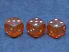 Set Of Three Small Orange Bakelite Dice Antique Casino