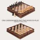 A a 15 Inch Walnut Wooden Chess Set With Storage Drawer  Triple Weighted Pieces 