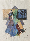Karyn Young Ofuro Ii Mixed Media Collage - Signed  Matted  Framed - 2000