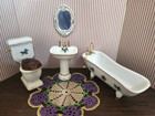 Vintage Dollhouse Miniature Complete 5-piece Bathroom Set 1 12 Scale - Stunning 