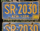 Vintage 1973 New York License Plate Matching Pair W  Sticker Sr-2030