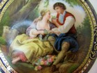 Antique French Sevres Style Gilt Cobalt Blue Courting Scene Jewel Trinket Box