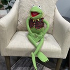 Vintage Muppets Kermit Frog Plush 24    Eden Toys Jim Henson Plaid Vest Bow Tie