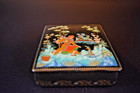 Genuine Vtg Palekh Russian Lacquer Box  Signed  Square     Stunning