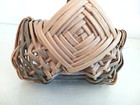Vtg Handmade Primitive Miniature Or Small Buttocks Basket Green Stripe Eye God