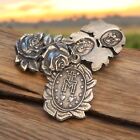 3 In 1 Antique Sterling Rose Flower Religious Mary   Jesus Pendant 1    Dated 1830