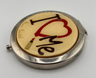 Vintage Henri Bendel  i Love Me  Double Sided Compact Mirror Gold Tone