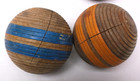 Antique 2 Stripe Ribbed Wood Croquet Balls Set Of 6