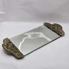 Vtg Ornate Floral Vanity Dresser Perfume Makeup Mirror Tray  - Handcrafted 12 5 