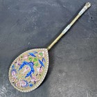 Antique Russian 84 Silver Enamel Large Gold Washed Imperial Spoon