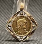 France 1920   Antique Art Nouveau Lady Beautiful With Lovely Frame Around Medal