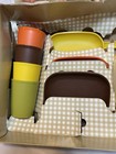 Vintage 1980 Tupperware Toys  10 Pc Mini Children   s Party Set - In Original Box