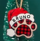 Christmas Paw Print Ornament Personalized Santa Hat 3  By 3 