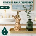 Gold Bunny Soap Dispenser Set Of 2     Vintage Rabbit Hand   Dish Soap Dispense   