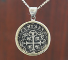 Heavy 2  Urca De Lima Spain Colonial Coin Solid Sterling Silver Pendant 46mm