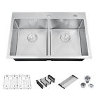 Nano Double single Bowl Sink Drop In Kitchen Sink Countertop Basin W accessories