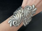 Vtg Taxco Mexico  Signed Jc Sterling Silver 925  Repousse Clamper Bracelet 55 3g