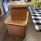 2-copper Finish Metal Boxes W wood Lid New  Farmhouse Rustic By Creativeco-op