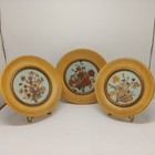 Set Of 3 Vintage Small Round Framed Dried Flowers Floral Glass Wall Art Decor