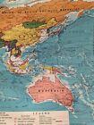 Vtg Mcm 1967 Pull Down Map Us Pacific Ocean Denoyer Bright School Wall Art
