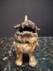 Vintage Chinese Cast Iron Foo Dog Incense Burner Cool Figure - Heavy