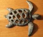 Sea Turtle Figurine Rustic Cast Iron Nautical Coastal Wall Plaque Beach Decor
