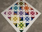 Colorful 8 Pointed Star - Lap Or Baby Quilt Top With Pastels And Color
