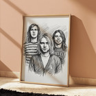 Nirvana Rock Band Drawing Sketch Print 8 x10   Nirvana Wall Art Home Decor