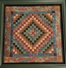 Vintage Finished Needlepoint Quilt Square Professionally Framed