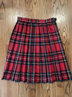 Blarney Ireland Wool Kilt Pleated Wrap Skirt Red black Tartan Young Girls 32