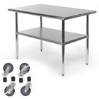 Stainless Steel Commercial Kitchen Work Food Prep Table W  4 Casters 30  X 60 