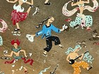 Vintage Rare Hand Painted  oriental Dancers Design  Stratton Compact