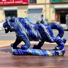 Natural Lapis Lazuli Tiger Statue Carved Gemstone Figurine Home Decor  560 G