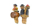 2 Vintage Hand Carved Mechanical Heads Wine Liquor Bottle Stoppers