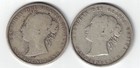 2 X Newfoundland 50 Cents Queen Victoria Sterling Silver Coins 1872h 1882h