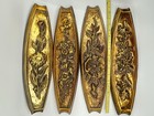 Vintage Mcm Wood Floral Wall Plaques Set Of 4 Brass Tone Botanical Wall Decor