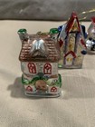 Vintage Lot Of 5 Ceramic Metallic Painted Hanging Christmas Ornaments