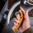 Dedfish Chef Kitchen Ulu Knife Stainless Steel Fixed Blade With Leather Sheath
