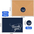 34 Pcs Thank You Cards With Envelopes  Blank Navy Baby Shower Thank You Cards   