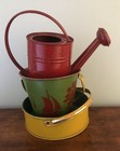 French Tin Beach Pail  Sand Sifter   Watering Can 1940-1950s