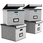  Upgraded Portable File Organizer Boxes Set Of 4  4 Pack - Without Folders Grey