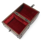 Wooden Treasure Chest With Padded Velvet Lining And Antique Lock With Skeleto   