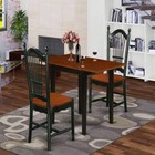 3-piece Black And Cherry Finish Solid Wood Top Dining Table Set