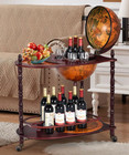 Vintage Style Bar Liquor Cart Tea Drinks Serving Trolley Wood Rolling Wine Rack