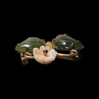 Vintage Gold Vermeil Sterling Silver Green Jade Coral Butterfly Brooch Pin 3g 