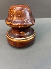 Vintage Factory Defect Glaze   Brown Ceramic Porcelain Threaded Insulator  Ec