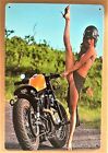 Harley Biker Babe  2 Tin Sign  panhead Knucklehead Fatboy Sportster Twin   Cgh60