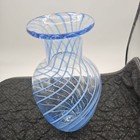  Blue Clear And White Swirl Handblown Vase Roughly 11 In  Tall