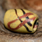 Antique Yellow Powder Glass Akoso Striped African Trade Bead Ghana  West Africa