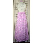 Vintage Dress Size S 60s Pearl Purple Kaleidoscope Swirl Open Back Halter
